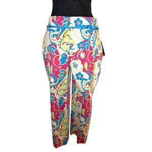 NWT Carolina Blues Y2K Floral Multicolor Pants 90s Spring Bow Cottagecore SZ 8